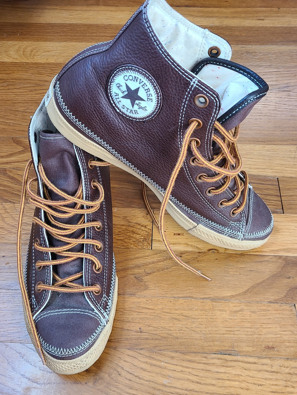 Converse All Star Dark Brown Thinsulate Leather & Canvas High-top sneakers Sz 9